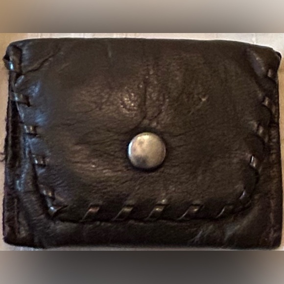Vintage Black Leather Braided Coin Purse - Picture 1 of 6